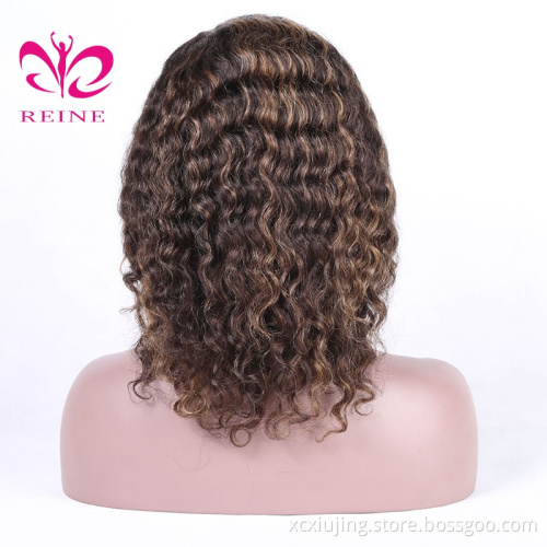 150% Density 1b/27  Mix Color Chinese Virgin Hair Lace Frontal  Wig Water Wave Lace Fronatal  Human Hair Wigs